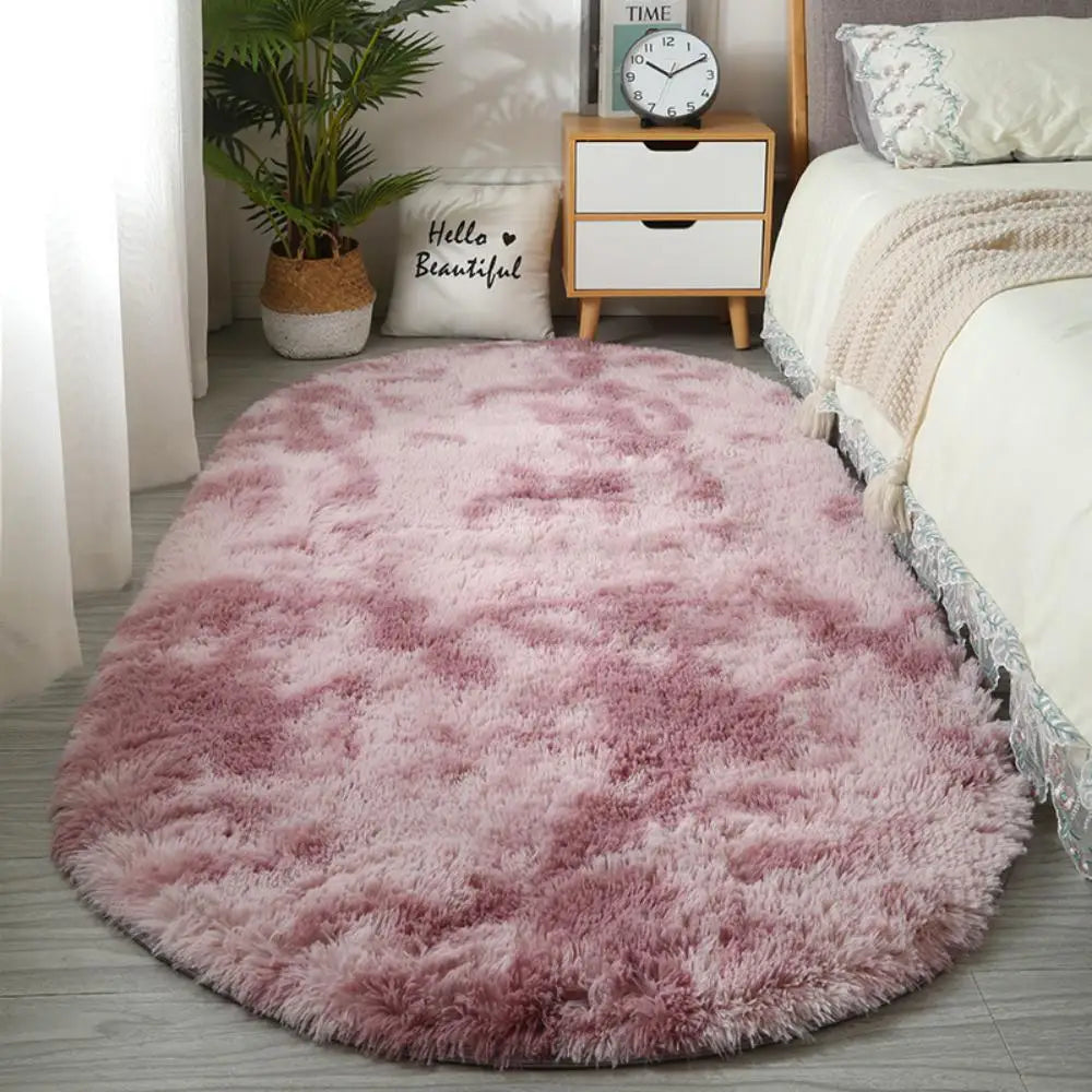 Alfombra suave de cabecera VIKAMA, alfombra ovalada para niñas para dormitorio, alfombra para sala de estar, alfombra cálida de invierno, felpudo, decoración del hogar