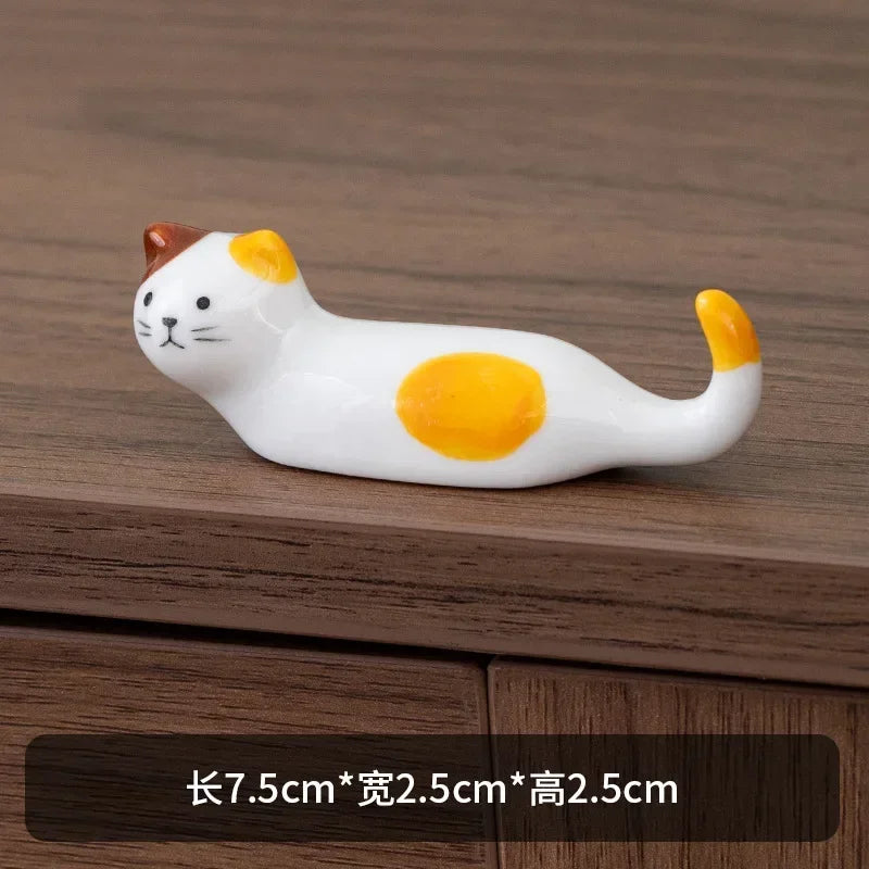 Support de Baguettes en Céramique Style Japonais avec Motif de Chat Mignon, Repose-Baguettes, Porte-Baguettes, Vaisselle, Support de Cuillère