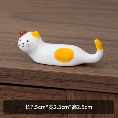 Support de Baguettes en Céramique Style Japonais avec Motif de Chat Mignon, Repose-Baguettes, Porte-Baguettes, Vaisselle, Support de Cuillère