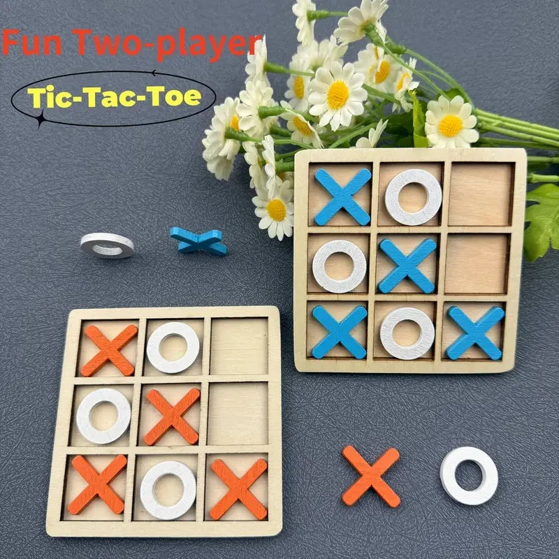 Juego de puzle de tic-tac-toe de madera para dos jugadores, juego de mesa interactivo de lógica y estrategia, regalo de cumpleaños para fiestas familiares para niños y niñas