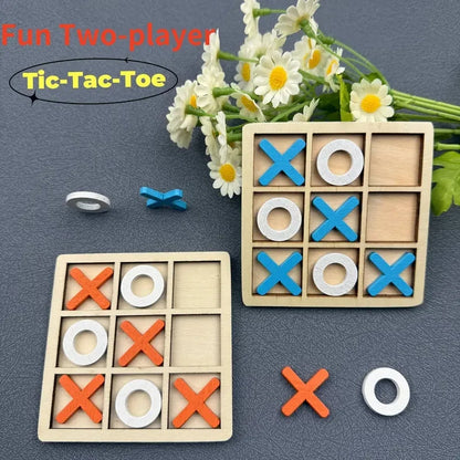 Juego de puzle de tic-tac-toe de madera para dos jugadores, juego de mesa interactivo de lógica y estrategia, regalo de cumpleaños para fiestas familiares para niños y niñas