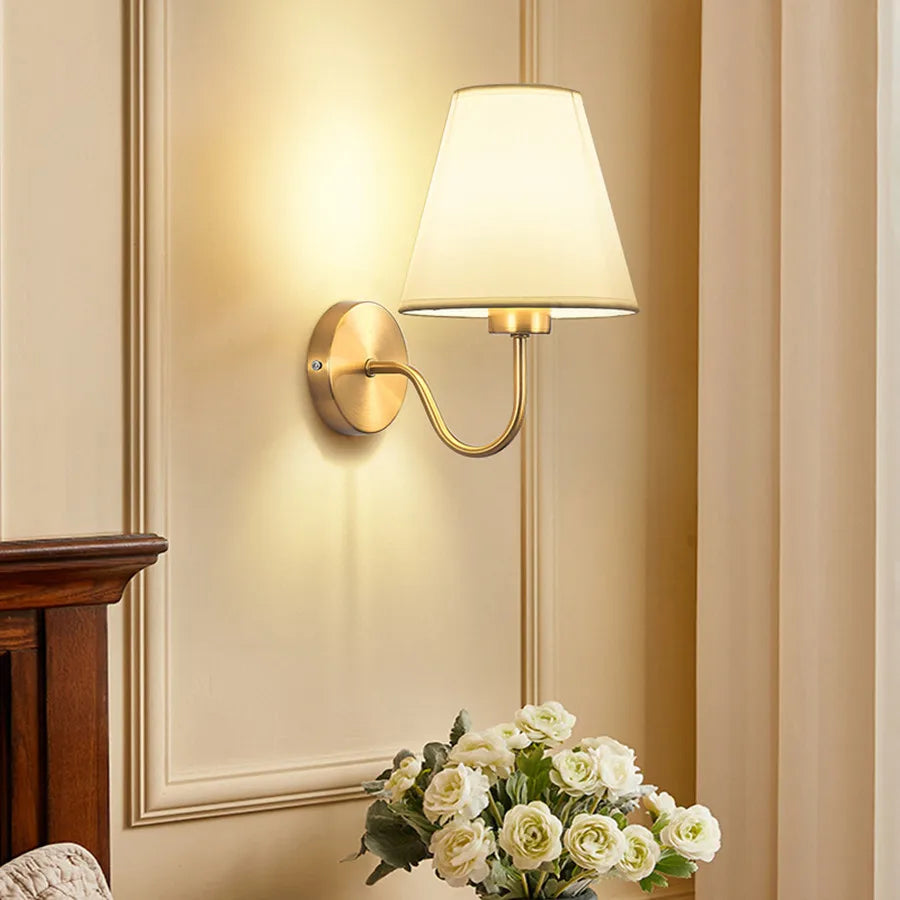 Modern Fabric Wall Lamp – Retro E27 Bedside Sconce Light for Bedroom & Living Room