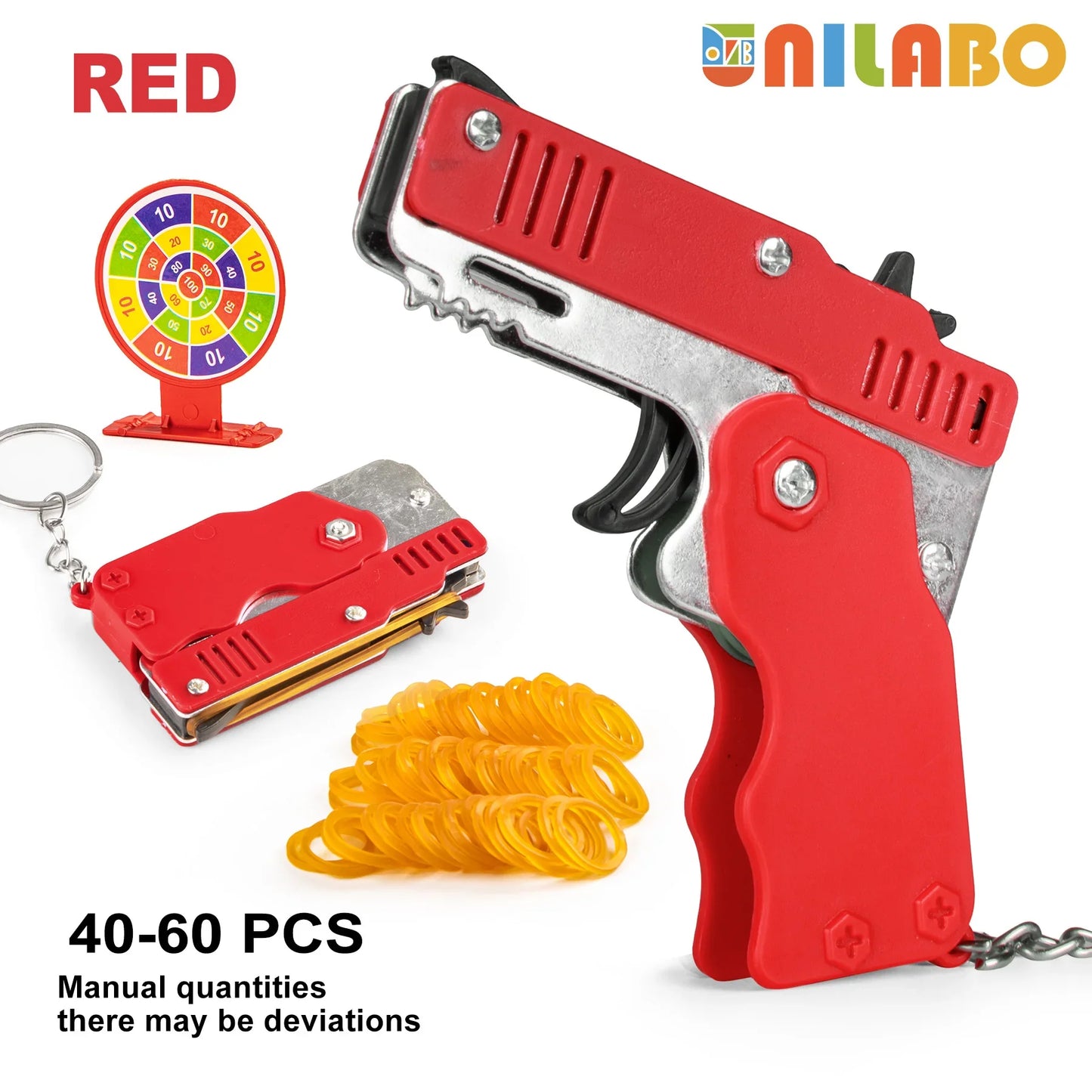 Mini Alloy Foldable Rubber Band Gun Keychain | Quick Shooting Toy