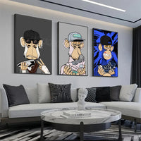 Funky Funny Animal Monkey With A Hat Fashion Bored APE A Poster HD Posters Home Room Bar Cafe Decor Art Wall Painting Picture