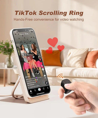 Tiktok Scrolling Ring Bluetooth Remote Control for iOS & Android – Wireless Camera Shutter and Media Control
