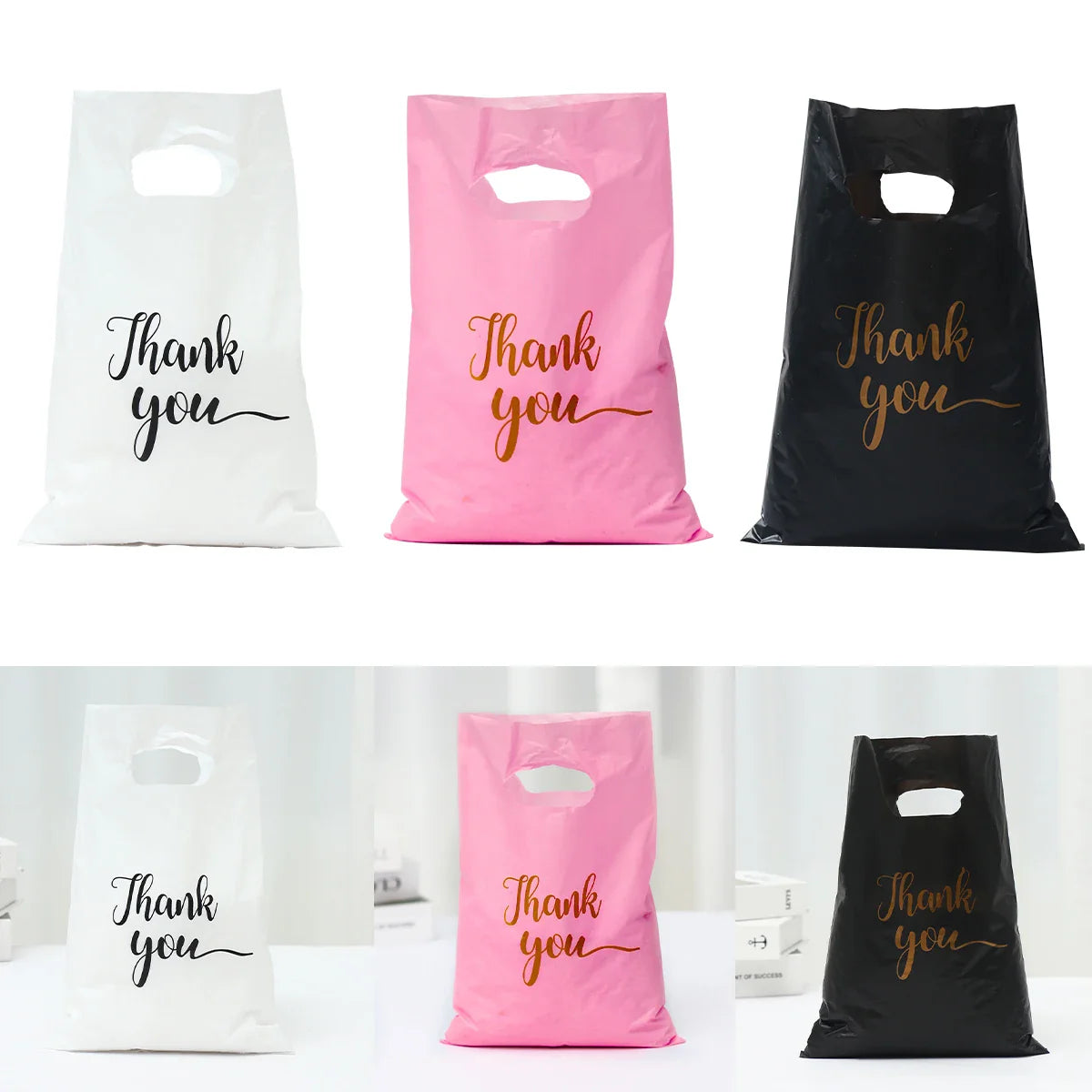 100 sacs de remerciement en plastique, sac cadeau, sac de courses, fourre-tout 20*30cm, sac cadeau pour anniversaire, mariage, fêtes, bonbons, biscuits