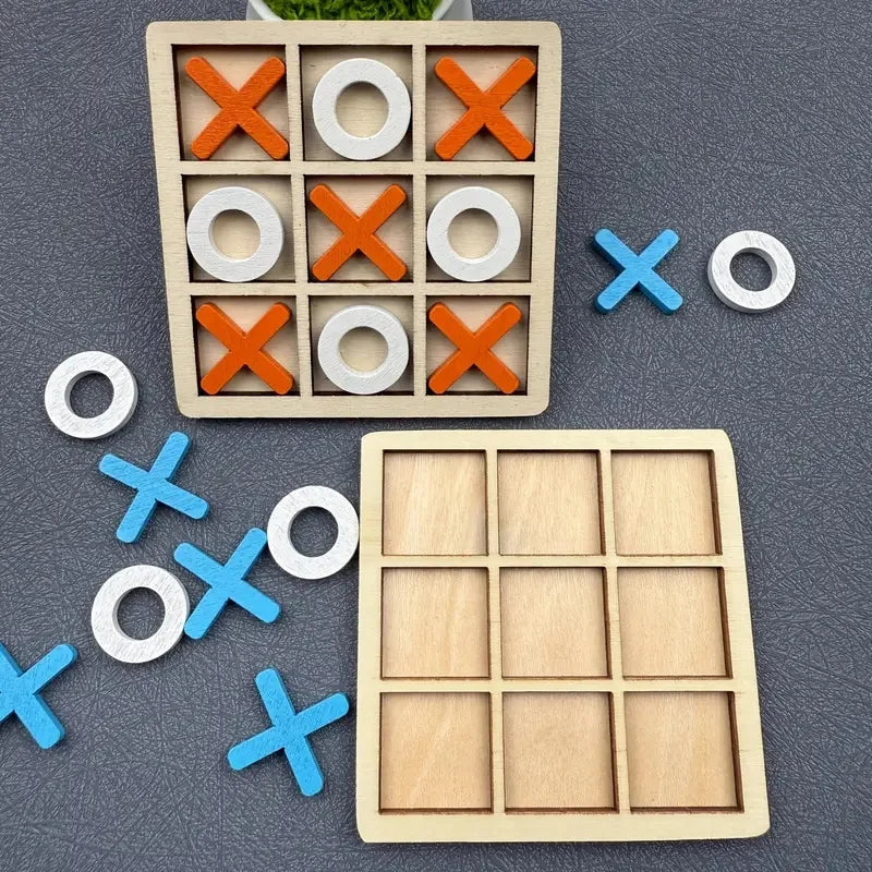 Juego de puzle de tic-tac-toe de madera para dos jugadores, juego de mesa interactivo de lógica y estrategia, regalo de cumpleaños para fiestas familiares para niños y niñas