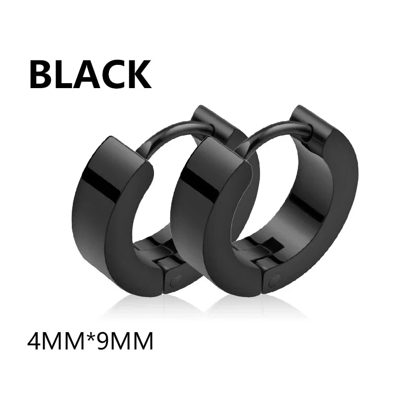 Vintage Punk Stainless Steel Stud Earrings for Men Women | 1 Pair Black Earrings Set