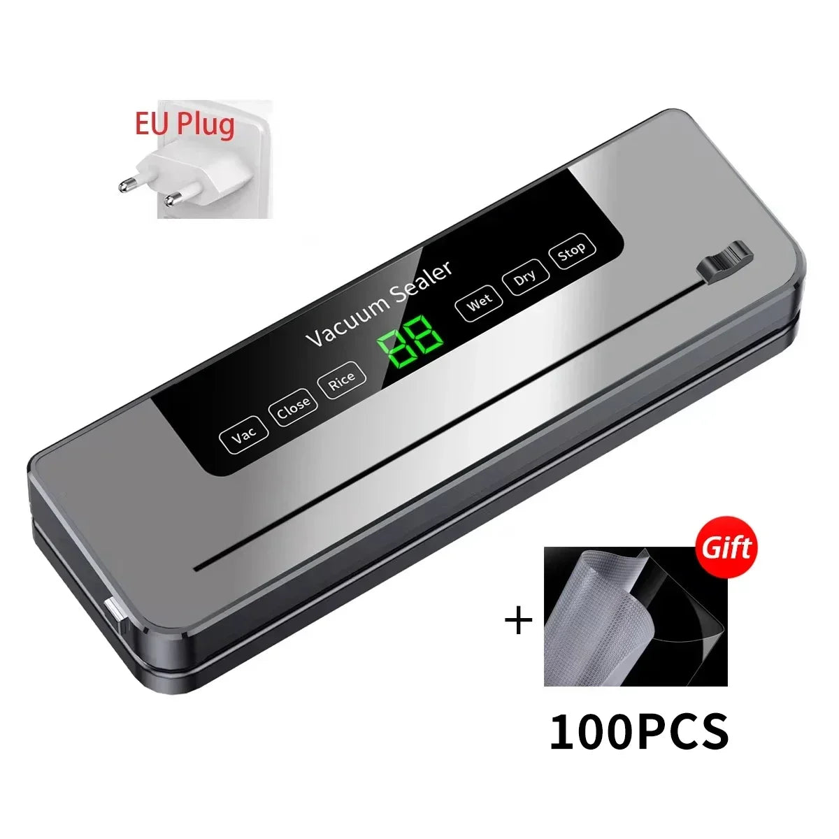Food Vacuum Sealer Machine Wet Dry Modes with UV and Built-in Cutter for Storage