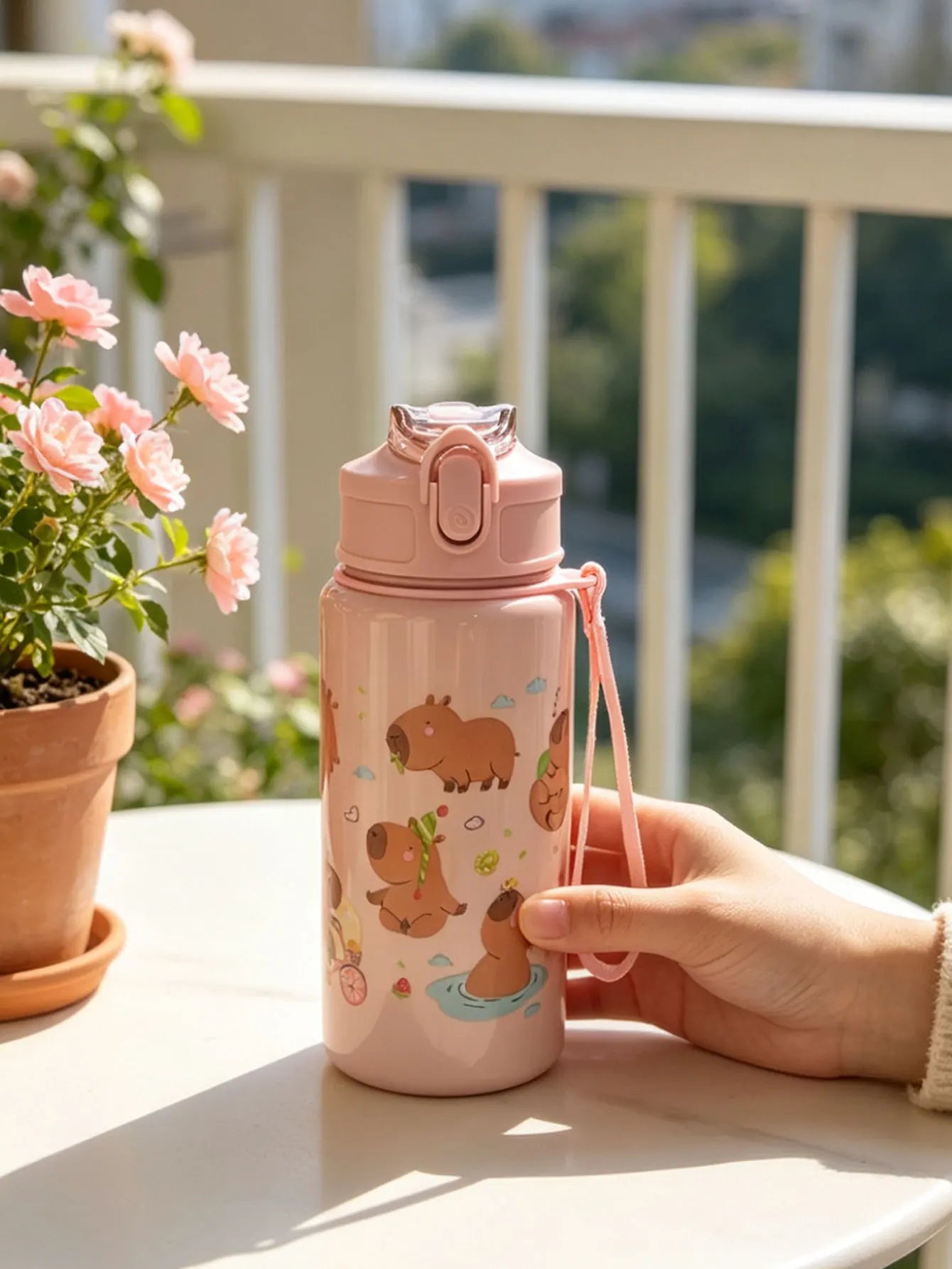 Cartoon Straw Cup 500ml | BPA Free Portable Water Bottle