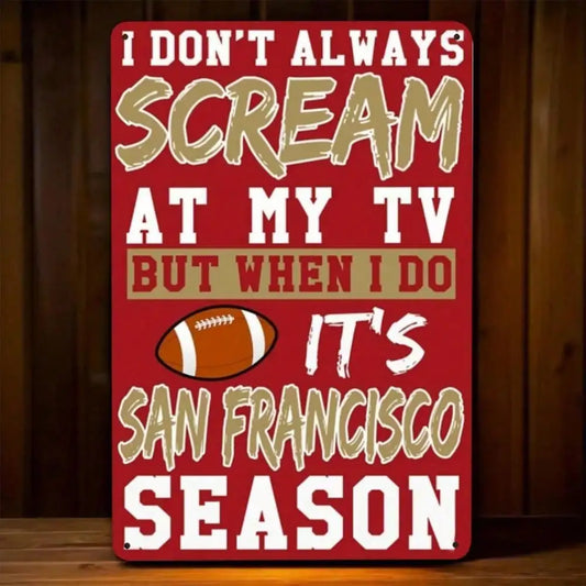 San Francisco 49ers Metal Wall Sign, NFL Licensed Man Cave Decor, Vintage Football Gift for Fans