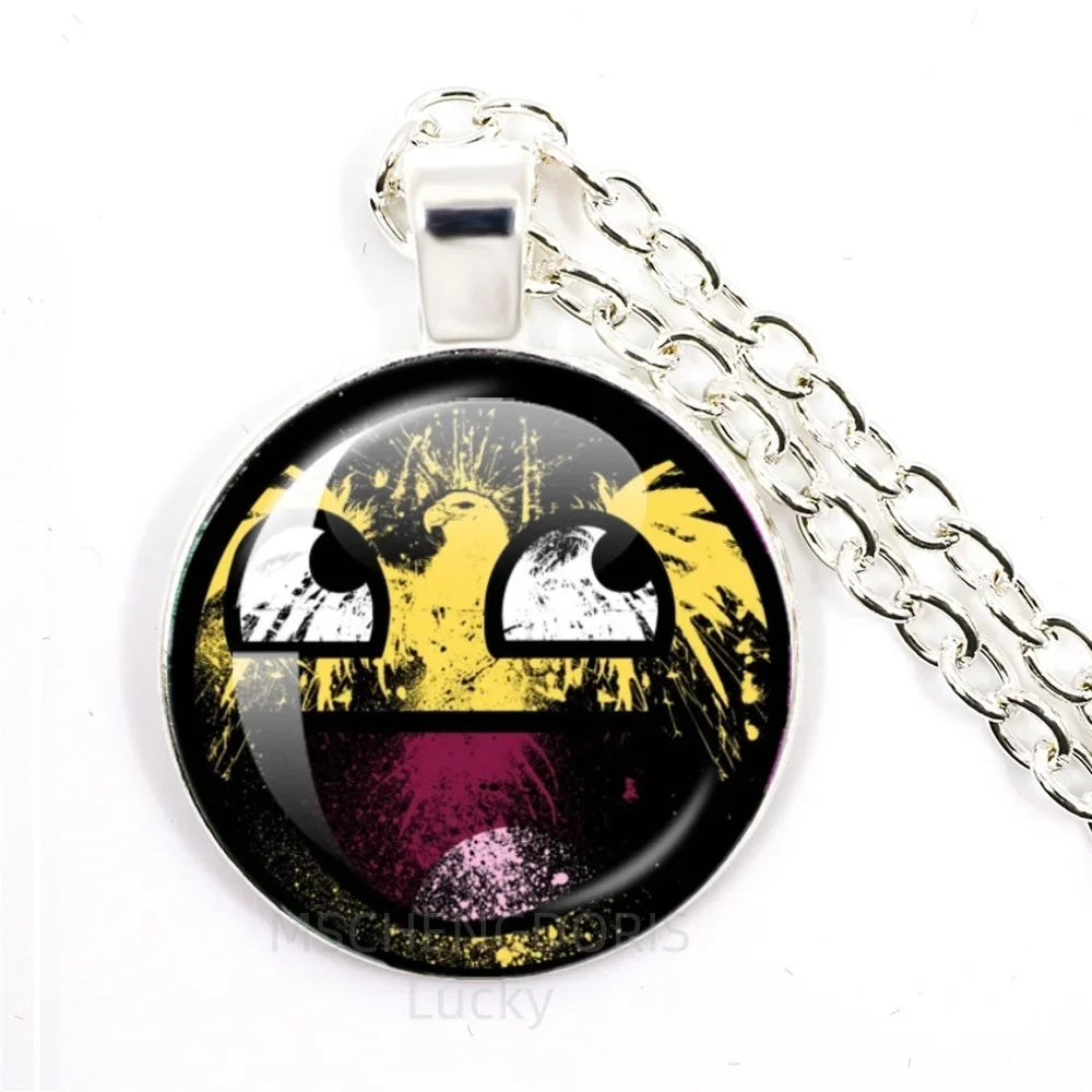 Funny Meme Cartoon Glass Pendant Necklace | Unisex Party Jewelry Gift