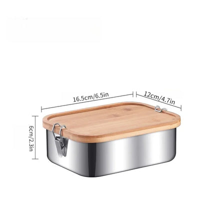 New 304 stainless steel bamboo lid lunch box, Japanese style lid preservation box, lunch box, lunch box, food storage box