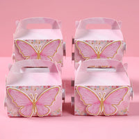 Butterfly Candy Gift Box Pink Purple Butterfly Birthday Party Decorations Kids Wedding Supplies Baby Shower Cookie Biscuit Box
