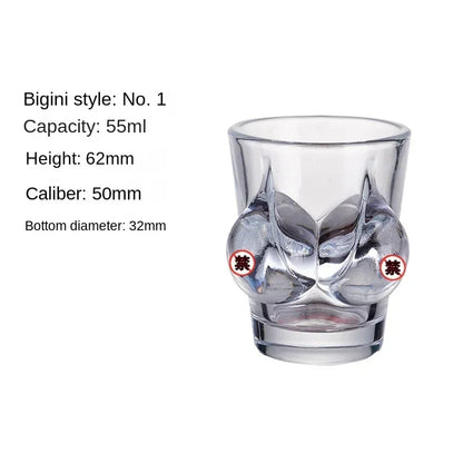 Hand Painted Pattern Glass Cup for Women, Small Wine Cup, Durable Human Bikini, Shot Glass