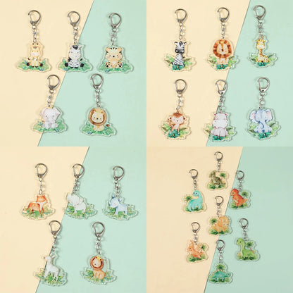 5pcs Jungle Animal Keychains Safari Animal Keychains Lion Giraffe Elephant Key Chains Animal Theme Decor for Baby Shower Party