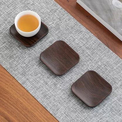 Sous-verre en ébène vintage, sous-verre en bois isolant pour tasse à thé, café, lait, fournitures de cuisine