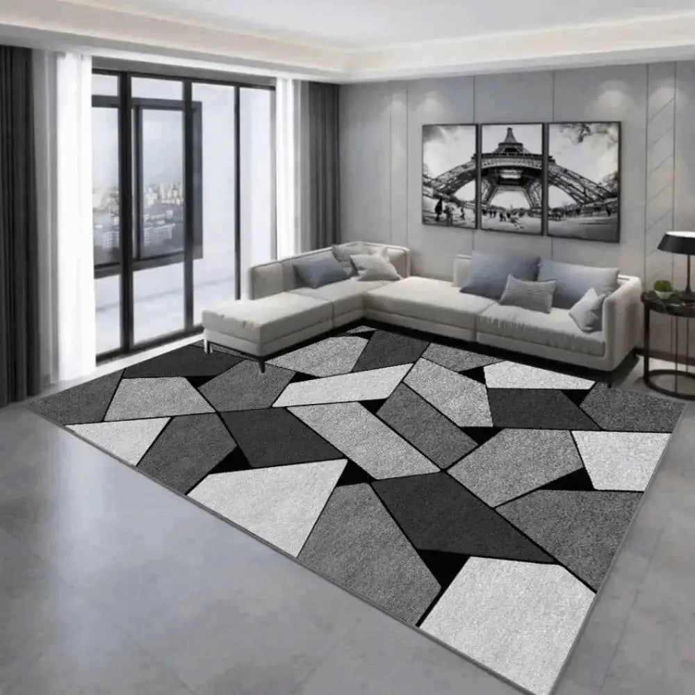 Tapis Moderne Géométrique Abstrait en Cristal pour Salon, Chambre à Coucher, Décoration de Sol, Tapis Antidérapant Lavable