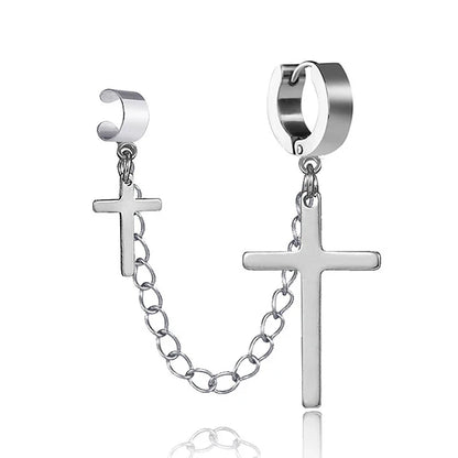 Punk Tassel Clip Earrings | Unisex Hip Hop Chain Hoop Ear Cuffs