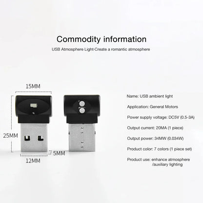 Mini USB LED Car Light | Auto Interior Atmosphere Lamp