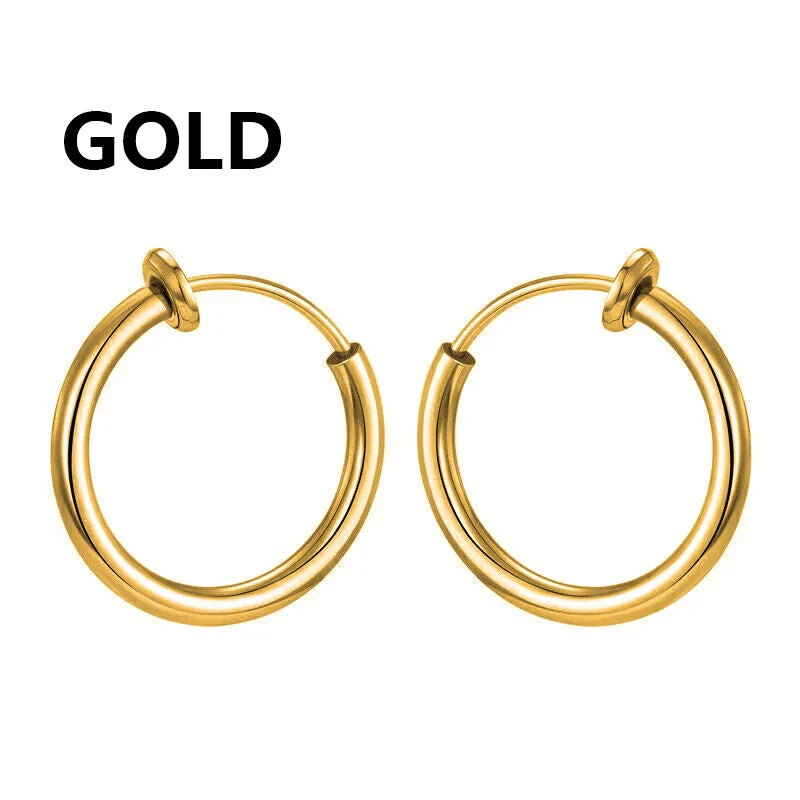 1 Pair Punk Stealth Clip On Earrings | No Hole Ear Cuff and Helix Ring Set