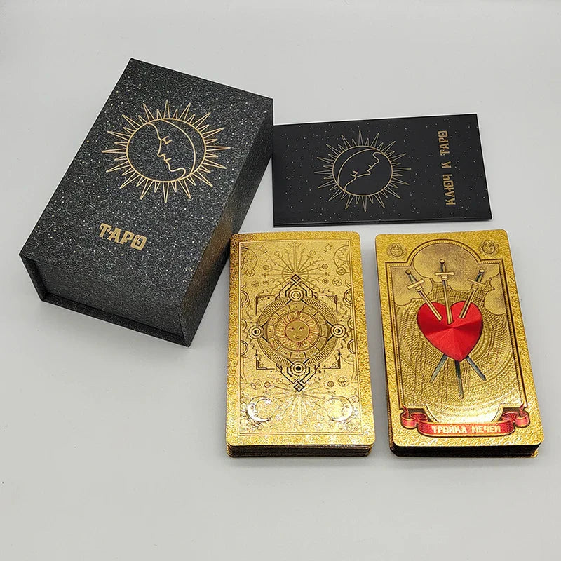 Cartes de Tarot russes de divination de luxe en feuille d'or de haute qualité Jeux de société prédictifs pour le marché russe