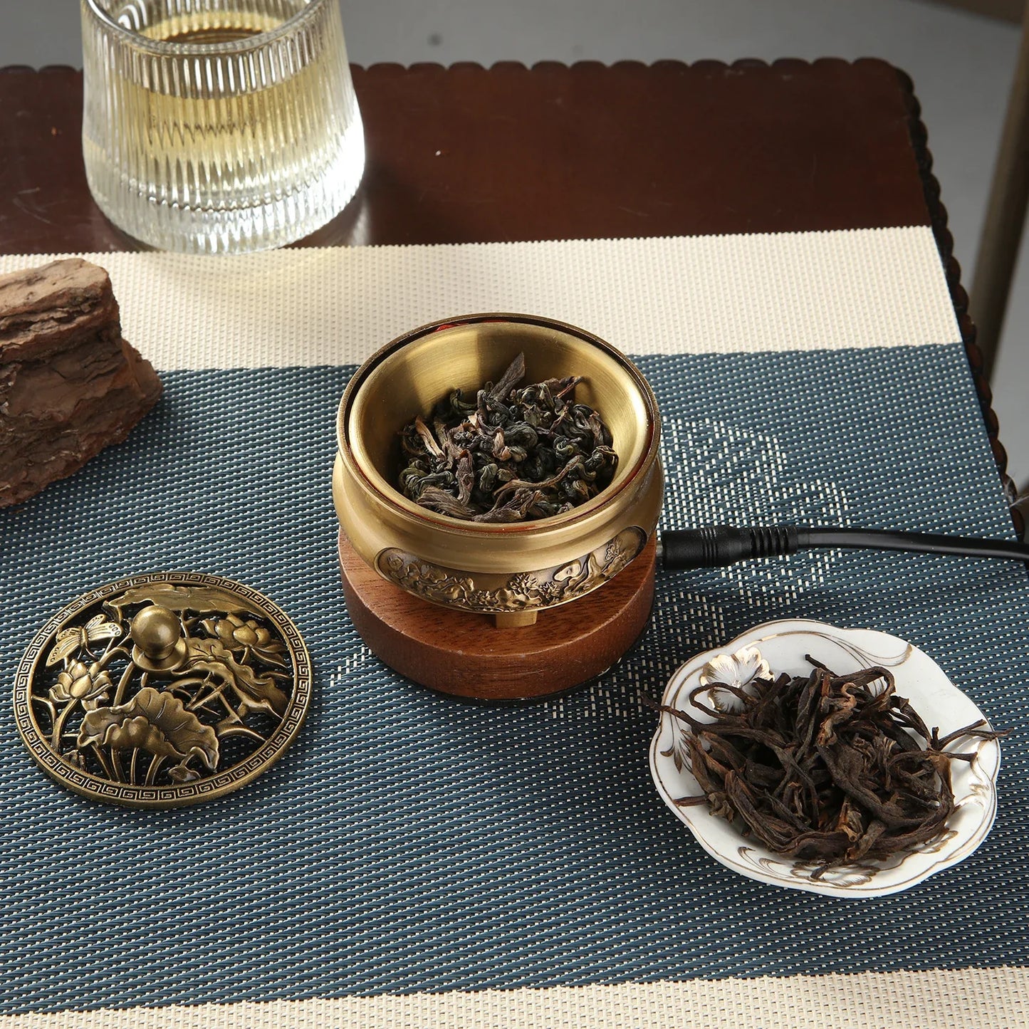 Brûleur d'encens électronique 220 V en bronze, diffuseur d'huiles essentielles, avec minuterie et température réglables pour bois de santal et oud.