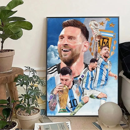 Clásico, Deportes - Rionel Messi - Fútbol, Arte de pared, Póster lienzo, Decoración para sala de estar y dormitorio, Arte de pared de estadio