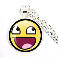 Funny Meme Cartoon Glass Pendant Necklace | Unisex Party Jewelry Gift