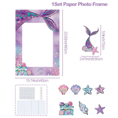 Fond de cadre photo sirène Petite queue de sirène Décoration de fête d'anniversaire Enfants Fille Baby Shower Fournitures de fête d'anniversaire Toile de fond