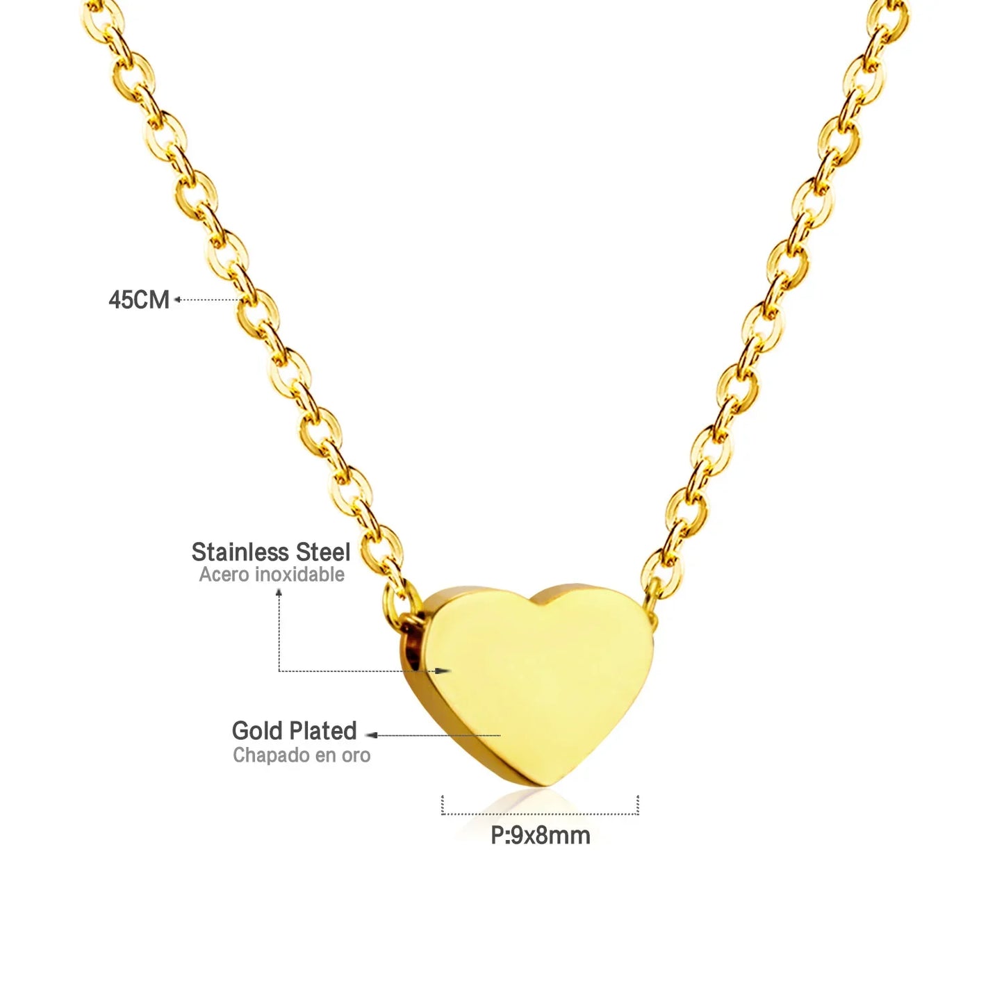 ASONSTEEL Heart Pendant Necklace | Romantic Gold Stainless Steel Choker for Women