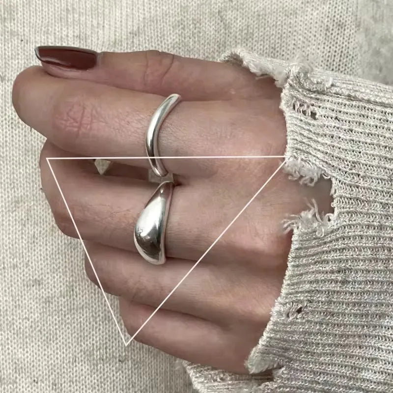 VENTFILLE 925 Sterling Silver Adjustable Rings | Vintage Hip Hop Couples Jewelry