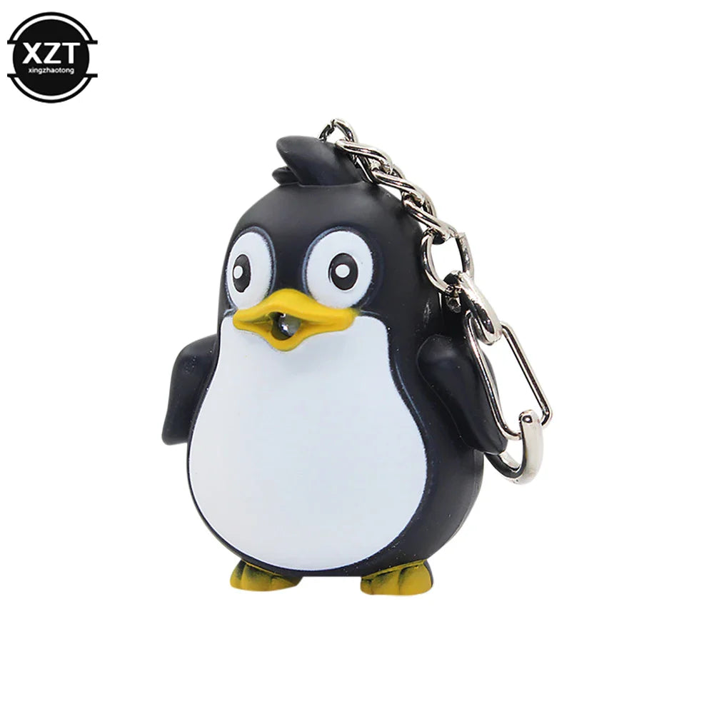 Adorable Penguin Keychain with LED Light and Sound | Fun Cartoon Car Pendant