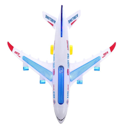 Electronic Airplane Toy with Music & Lights – Automatic Rotating Educational Plane