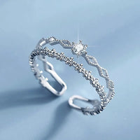 VENTFILLE 925 Sterling Silver Flower Lace Ring | Korean Fashion Adjustable CZ Ring