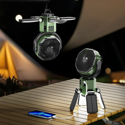 Rechargeable Camping Fan | Battery Powered Fan with 6000mAh Battery | Portable Cooling and LED Light for Outdoor Adventures