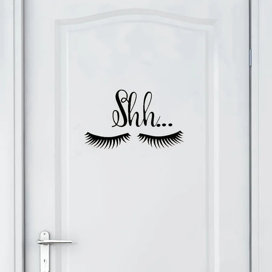 Shh Eyelash Vinyl Decal | Removable Baby Sleeping Wall Sticker