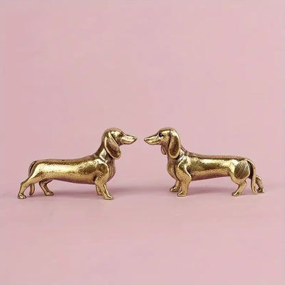Pure Copper Dachshund Statue Vintage Brass Figurines Home Decote Desktop Ornament Miniatures Antique Tea Pet Crafts Gifts
