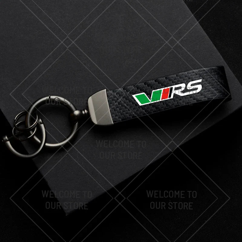 Skoda VRS Carbon Fiber Keychain | Car Emblem Key Ring for Citigo Kodiaq Yeti Rapid Fabia