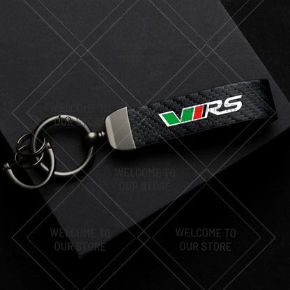 Skoda VRS Carbon Fiber Keychain | Car Emblem Key Ring for Citigo Kodiaq Yeti Rapid Fabia