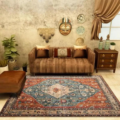 VIKAMA Alfombra nórdica grande para sala de estar, estilo retro, alfombra de dormitorio, decoración del hogar marroquí, sofá, mesa de té, alfombra de área grande