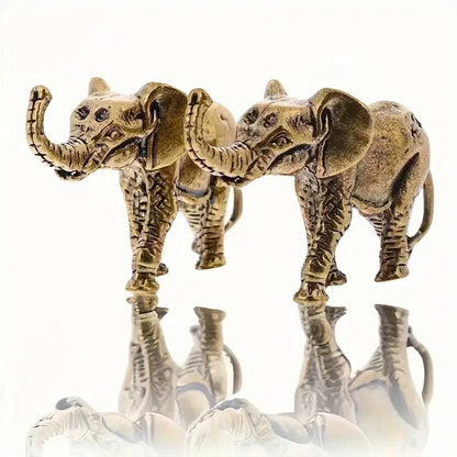 Statuette d'éléphant en laiton – Miniature animale en métal faite à la main, statue de collection, accessoire de décoration de bureau, sans électricité