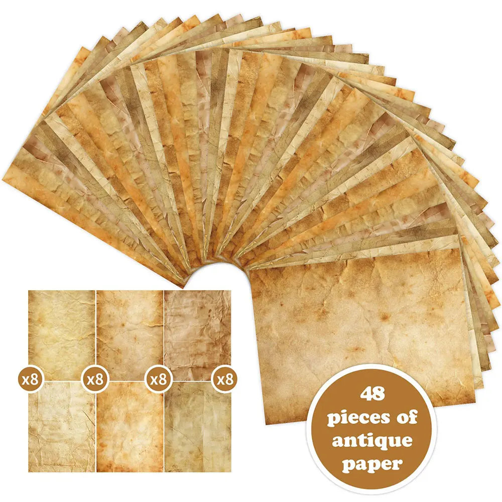 48 Sheets Vintage Scrapbook Paper Set | A4 Retro Junk Journal Collage Supplies