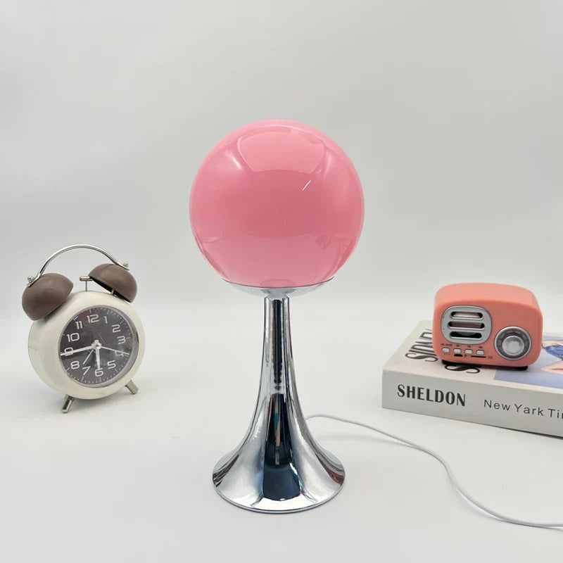 Glass Round Table Lamp Home Bedroom Desk Night Light Atmosphere Bedside Lamp