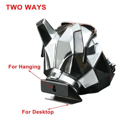 Figurine Tête de Chien Bouledogue Polygonale avec Rangement Galvanoplastie Dorée Argentée Sculpture en Résine Synthétique Solide Figurine Décoration Maison