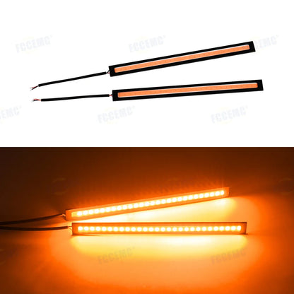 2pcs Ultra Thin Bright LED Car COB Daytime Running Lights | 12V Waterproof Night Lighting Decorative Ambient Lamp Bar