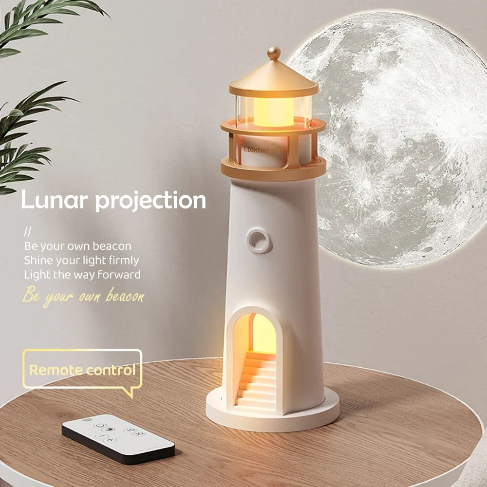 Moon Projection Night Light Lighthouse Lamp Motion Sensor Dimmable Bluetooth Gift