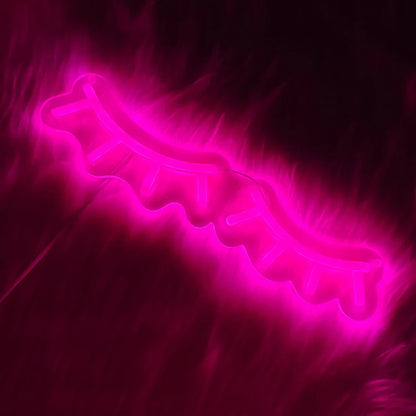 Enseigne au néon LED Cils Roses, Idéale pour la décoration de salon de cils, Lampe murale artistique pour dressing et salon de beauté, Alimentée par USB.