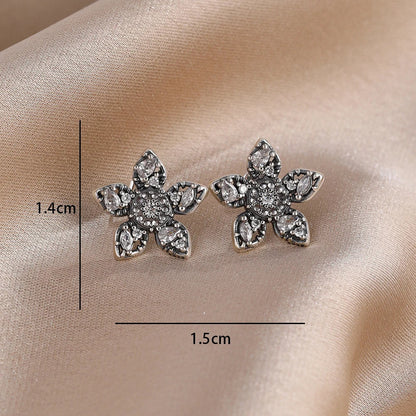 Blue Zircon Stud Earrings for Women | European Style Silver Jewelry