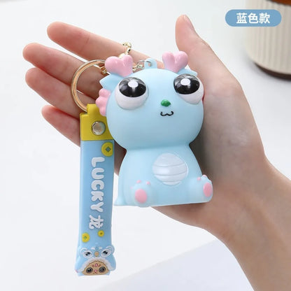Big Eyed Dragon Squishy Toy | Pop Eyes Fidget Keychain for Stress Relief